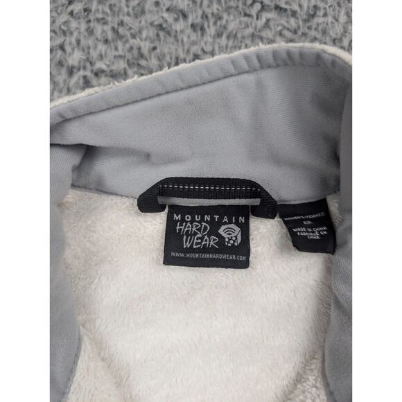 Mountain Hardware Jacket Women Small Gray White Fleece Fuzzy Full Zip Chore - Picture 3 of 9